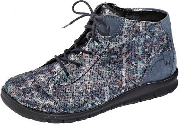 Waldläufer Hoge veterschoen Extra breed model Blauw