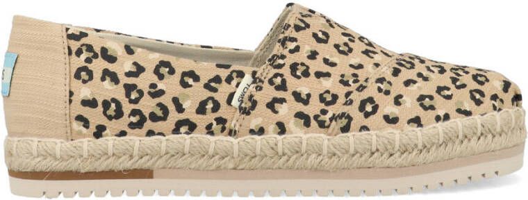 Toms Platform Rope espadrilles met panterprint beige