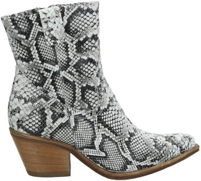 Mjus leren cowboy laarzen met slangenprint witzwart Mjus leren cowboy laarzen | wehkamp