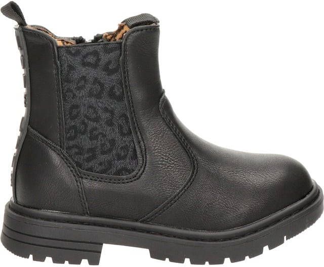 Nelson Kids chelsea boots met panterprint zwart