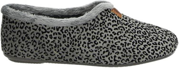 Nelson pantoffels met panterprint grijs