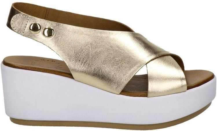 Nelson leren sleehakken goud