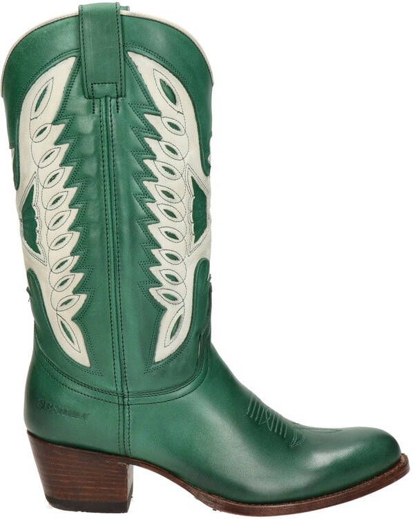 Sendra Debora Flex leren cowboylaarzen groen/wit