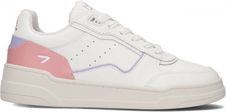 HUB Match leren sneakers wit/roze