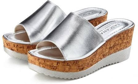 Lascana Slippers van leer, met sleehak