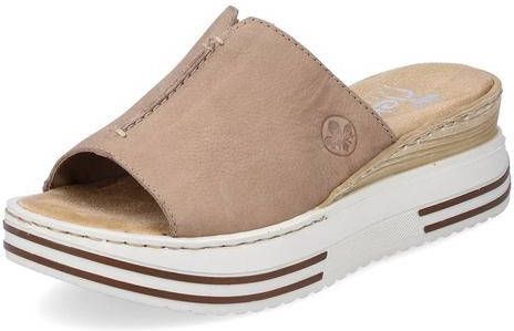 Rieker Slippers met sleehak in hout look