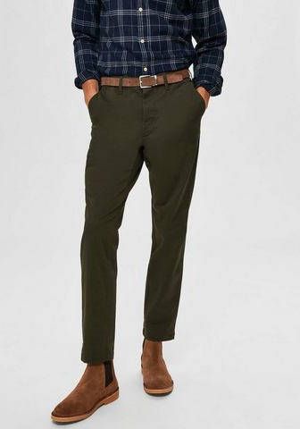 SELECTED HOMME slim fit broek SLHMILES met biologisch katoen donkergroen