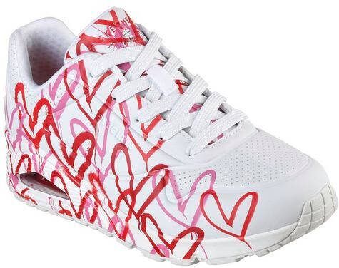 Skechers Sneakers met sleehak UNO SPREAD THE LOVE met opvallende graffitiprint