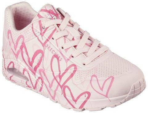 Skechers Sneakers met sleehak UNO SPREAD THE LOVE met opvallende graffitiprint