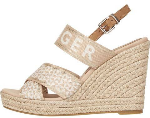 Tommy Hilfiger Highheel sandaaltjes TOMMY WEBBING HIGH WEDGE SANDAL met vestelbare gesp