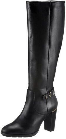Tommy Hilfiger Zwarte Hoge Laarzen Belt High Heel Longboot