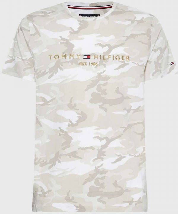 Tommy Hilfiger T shirt met logoborduring en camouflageprint