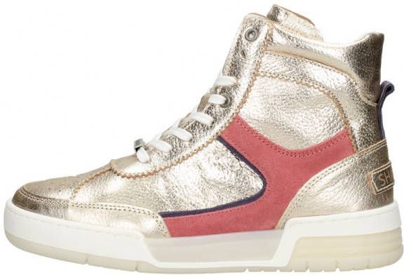 Shabbies Sneakers Mid Top Sneaker Shiny Veg Leather Suede Zilverkleurig