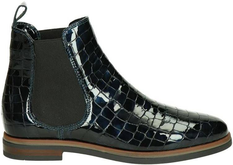 Nelson lakleren chelsea boots met crocoprint donkerblauw online kopen