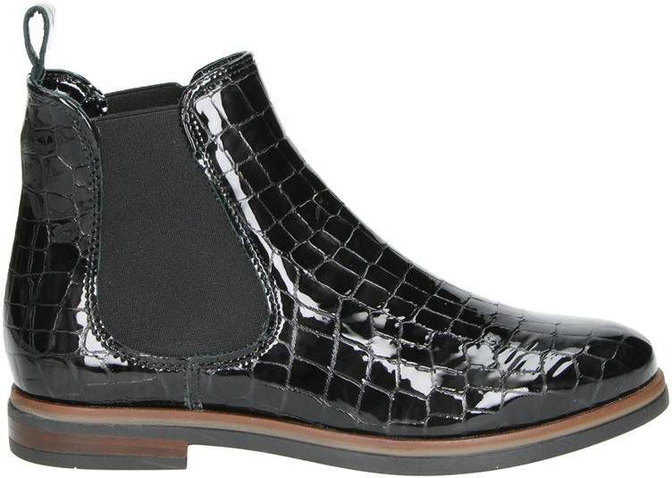 Nelson lakleren chelsea boots met crocoprint zwart online kopen