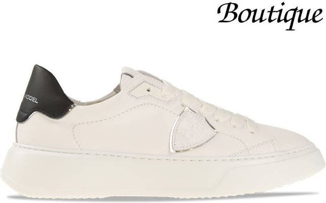 Philippe Model Sneakers temple uomo nera in pelle con dettaglio logo