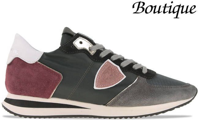 Philippe Model Vrouwenschoenen sneakers Paris Tzld Wl01 noir Bordeaux Gray , Grijs, Dames