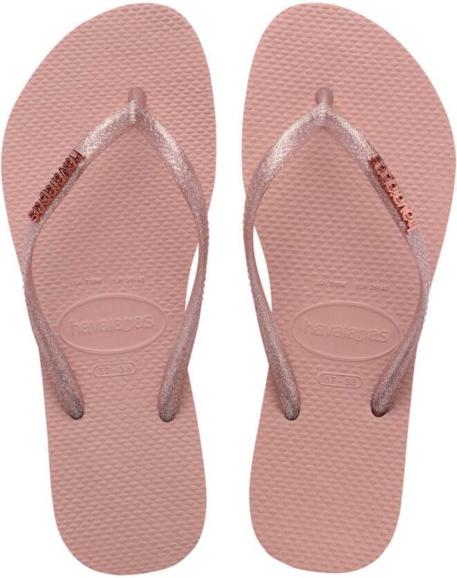Havaianas Slippers Flipflops Slim Logo Metallic Roze