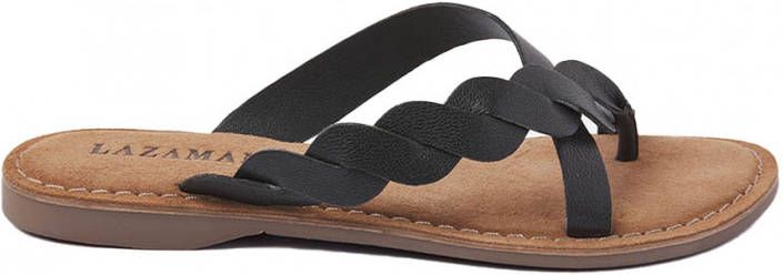Lazamani Slippers Toe Slippers Woven Zwart