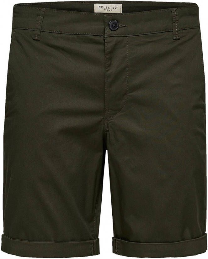 SELECTED HOMME slim fit bermuda met biologisch katoen groen