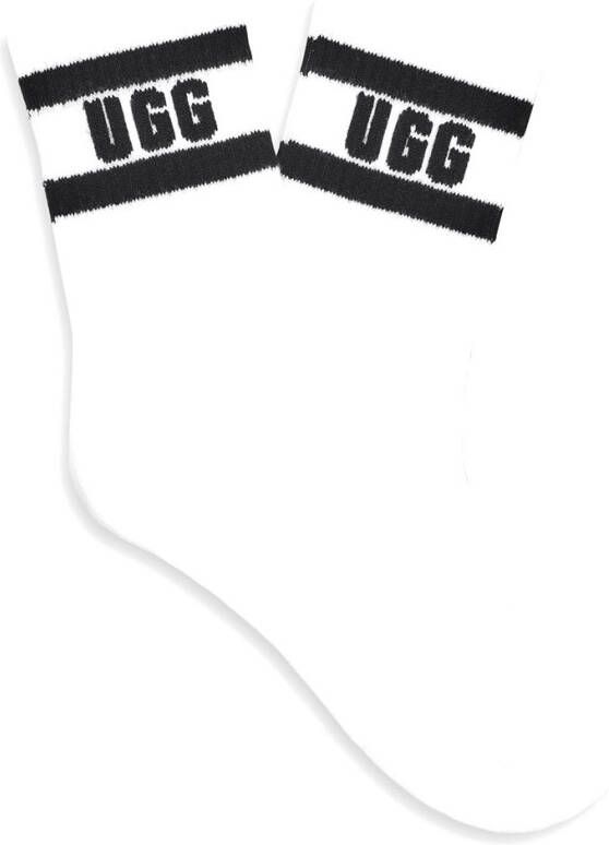 Ugg Dierson kwartsokken met logo voor Dames in White, Katoenmix