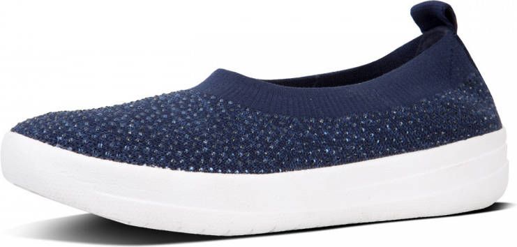 FitFlop Crystal Uberknit instappers blauw Textiel