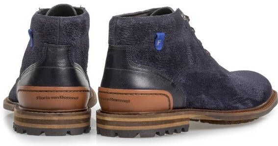 Floris van Bommel Veterschoen van suède met structuur