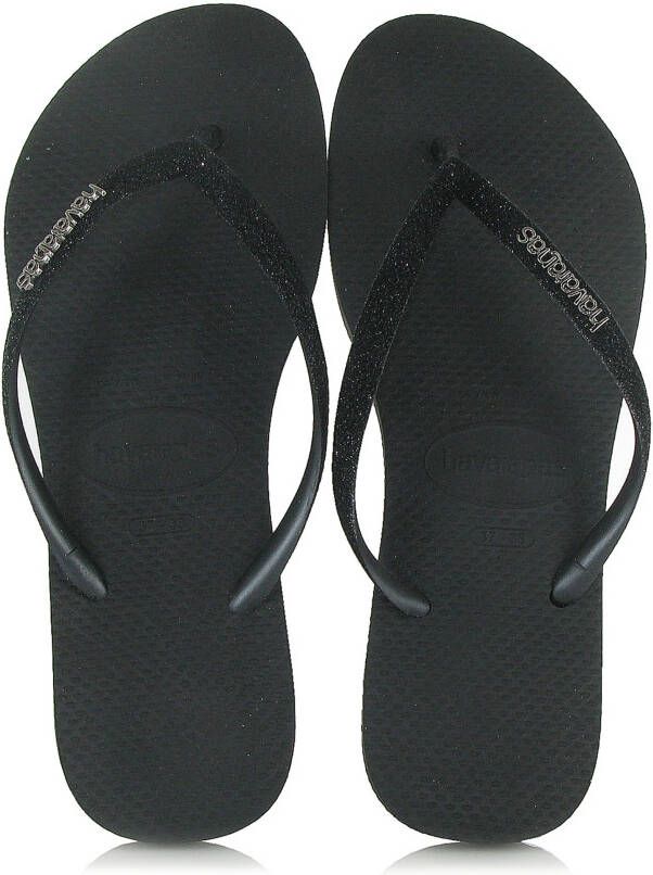 Havaianas Slim Glitter teenslippers met glitters zwart