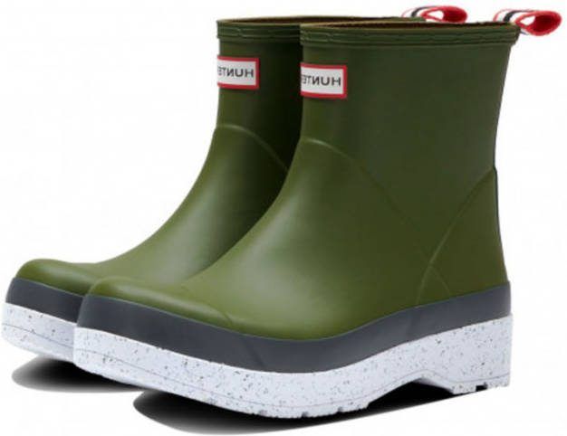 Hunter Play Short Speckle Sole Wellington Boots WMS Regenlaarzen Dames Groen
