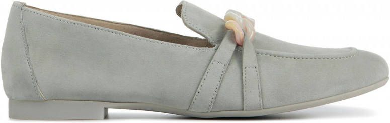 Paul Green 2943 suède loafers met ketting grijsgroen