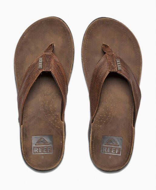 Reef J Bay III leren teenslippers donkerbruin