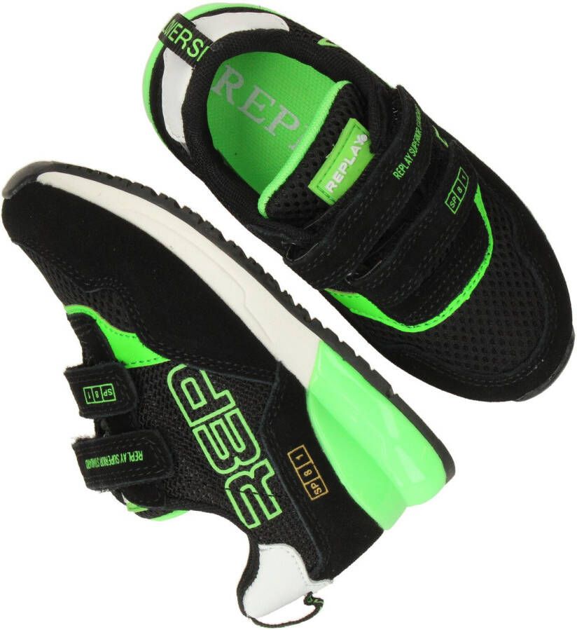 Replay Shoot Klittenband Sneaker Jongens Zwart/Groen