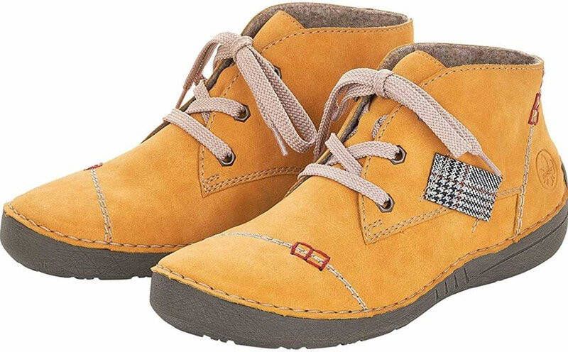 Rieker Hoge veterschoenen met geruite opgestikte garnering opzij