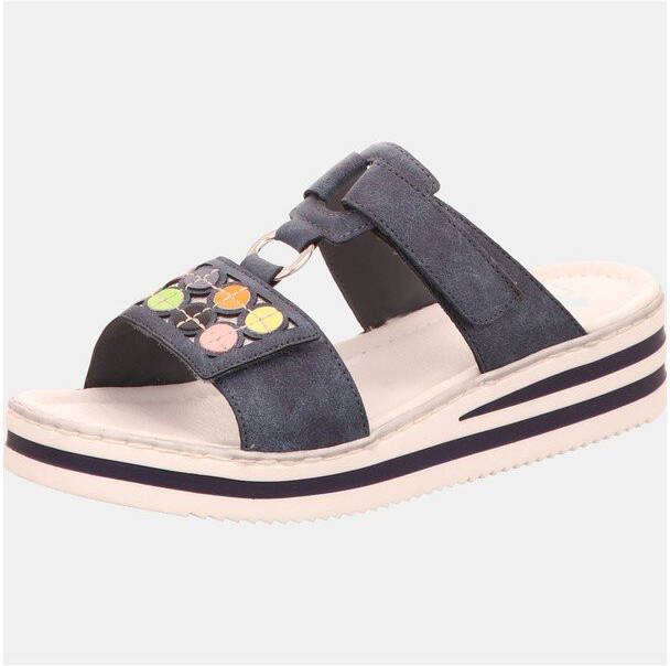 Rieker Slippers met gestreepte sleehak
