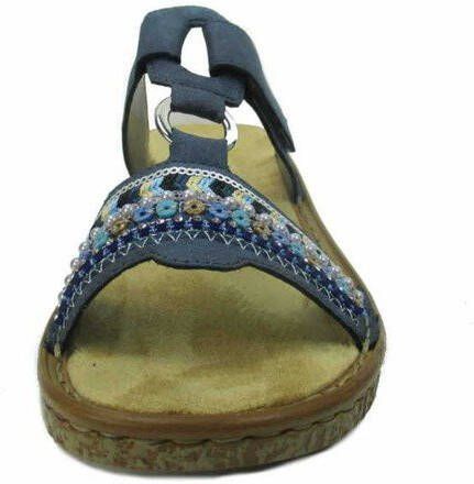 Rieker Slippers met pailletten en kralenbeleg