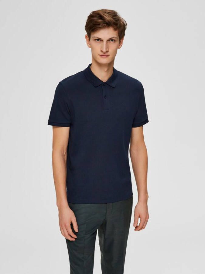 SELECTED HOMME slim fit polo van biologisch katoen donkerblauw