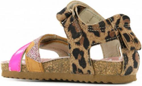 Shoesme BI21S080-A leren sandalen met panterprint bruin