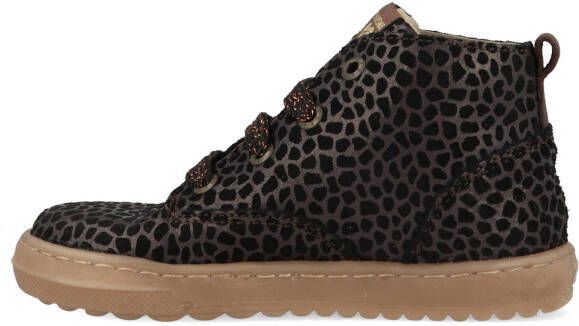 Shoesme EF21W035 A leren veterboots met panterprint brons/zwart