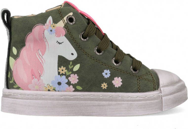 Shoesme SH21W020 B hoge leren sneakers groen/roze