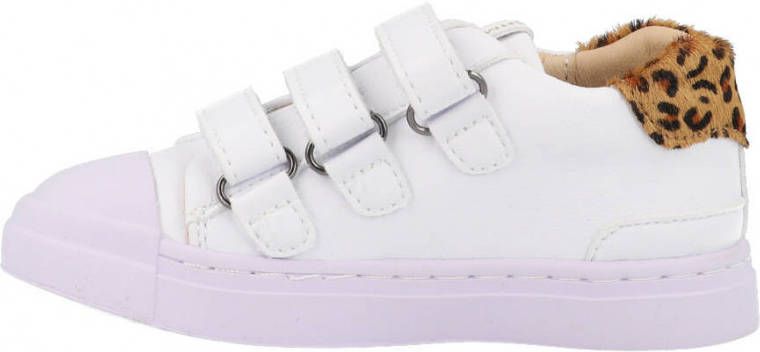 Shoesme leren sneakers met panterprint wit/goud