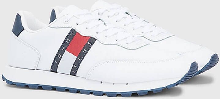 TOMMY JEANS Sneakers LEATHER RUNNER met contrastkleurige hielkap