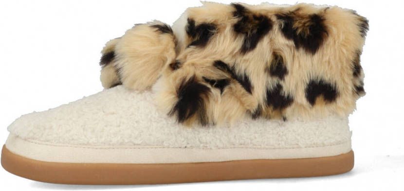 TOMS Celeste natural faux shearling/leopard pantoffel