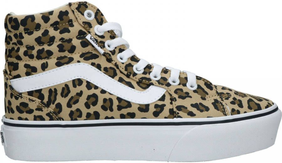 VANS Filmore Hi Platform Animal sneakers met panterprint camel/wit