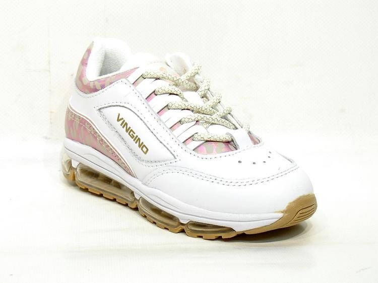 Vingino Fenna II leren sneakers met panterprint wit/roze