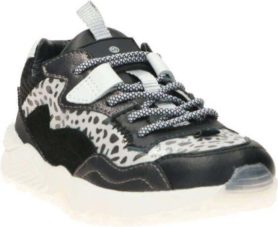 Vingino Fenna leren dad sneakers zwart/wit