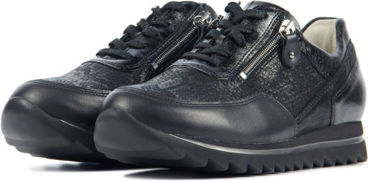 Waldlaufer 923011 comfort leren veterschoenen zwart
