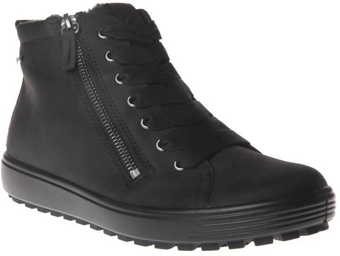 Ecco Zwarte Veterschoenen Soft 7 Tred Mid