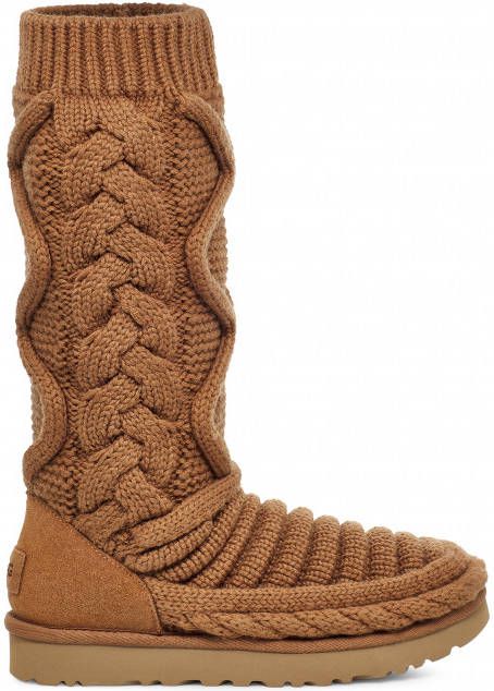 Ugg Classic Tall grofgebreide laars voor Dames in Brown,, Textiel