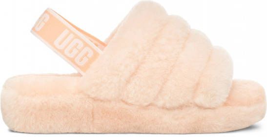 Ugg Fluff Yeah Logo Slidevoor Dames in Orange/Peach,, Shearling