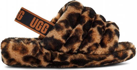 Ugg Fluff Yeah Slide Panther Print Slippers , Bruin, Dames